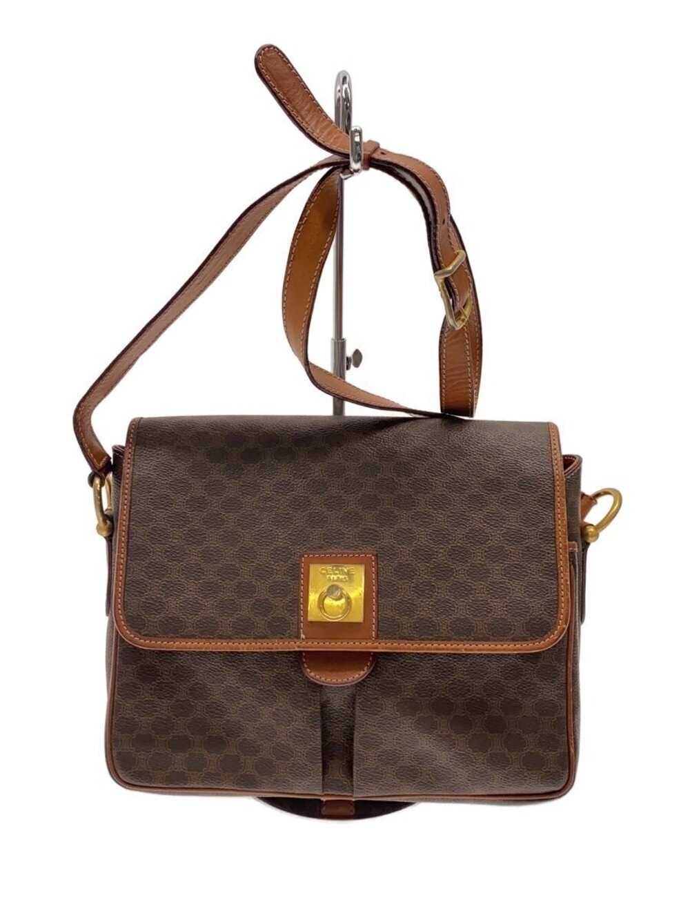 Celine Macadam Gancini Shoulder Bag Brown All over
